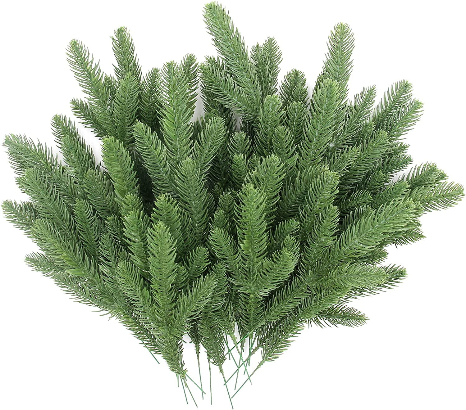 20PCS Artificial Pine Needles Branches Greenery Plant Pine Christmas Floral Picks Fake Christmas Greenery for Xmas Winter Wreath Garland Home Wedding Indoor Outdoor Decor